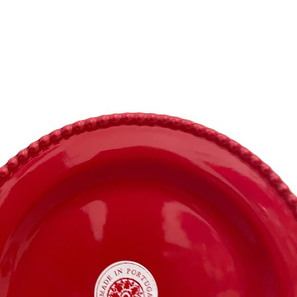 MATCERAMICA Portugal Red Salad Plates 9in Set of 4 Ceramic Beaded Edge NEW - Picture 3 of 15